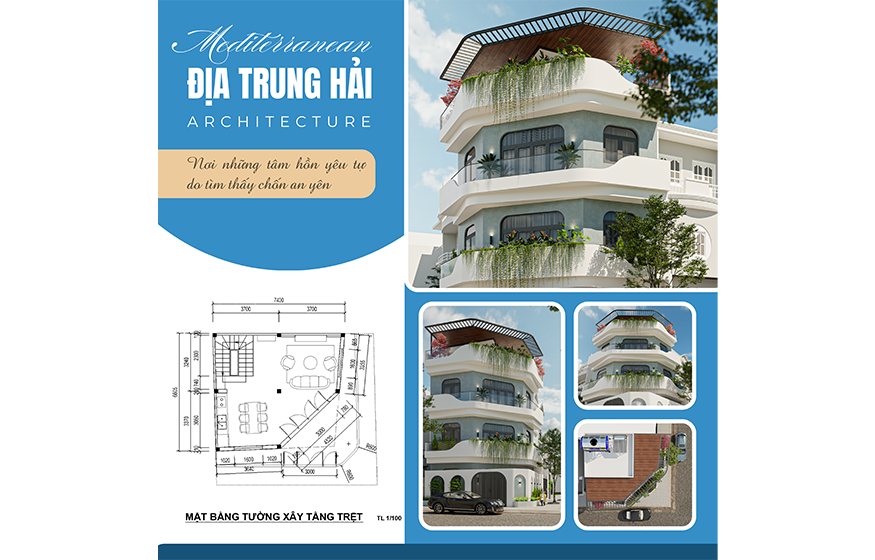  Góc 2MT 304/44B Tân Kỳ Tân Quý. 9 x 8.5m , 2 Lầu - ST phong cách Địa Trung Hải